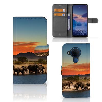 Nokia 5.4 | Telefoonhoesje | Met pasjeshouder | Olifanten