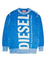 Diesel Kids pull à logo en intarsia - Bleu