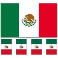 Mexico versiering/feestartikelen set - vlag 90 x 150 cm - vlaggenlijn van 300 cm - landen - thumbnail