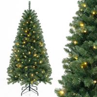 Kunstkerstboom met 568 PVC-takken 200 Warmwitte Ledlampjes 8 Verlichtingsmodi & Handschoenen