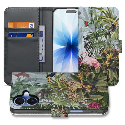 Apple iPhone 17 Hoesje Met Pasjes Jungle Design PU-Leer