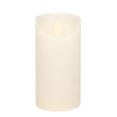 Led kaars/stompkaars - wit - H15 x D7,5 cm - wax - warm wit licht - bewegende vlam