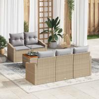 Tuinbankenset met opslag 6 pcs Beige en Licht Grijs poly rattan