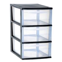 Ladenkast/bureau organizer zwart stapelbaar A4 met 3x lades L26 x B36 x H41 cm   -