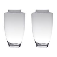 Set van 2x stuks transparante luxe grote vaas/vazen van glas 45 x 26 cm