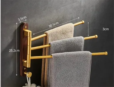 Handdoekrek | Hout & Geborsteld Goud | <50 cm | Vouwbaar & Verplaatsbaar