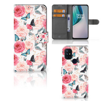 OnePlus Nord N10 Hoesje Butterfly Roses - thumbnail