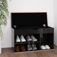 VidaXL Schoenenbank met kussen 80x30x47 cm hout hoogglans zwart