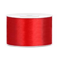 Sierlint satijn - Rood - 3,8 cm/38 mm x 25 meter - Cadeaulint satijnlint/sierlinten - Hobby