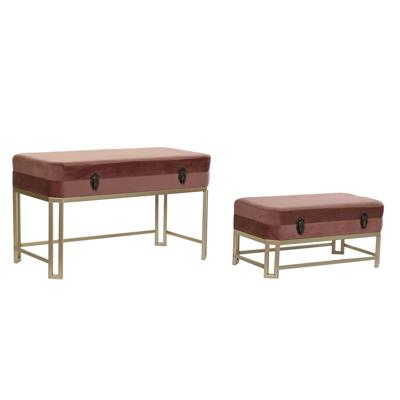 Kruk DKD Home Decor Roze Gouden Metaal Fluweel (80 x 40 x 47 cm)