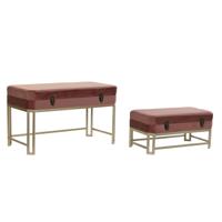 Kruk DKD Home Decor Roze Gouden Metaal Fluweel (80 x 40 x 47 cm)
