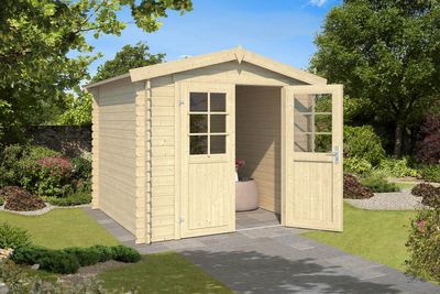 Outdoor Life Ingo Blokhut 250x250 cm 28 mm vuren blank- Zadeldak- Onbehandeld vurenhout- Outdoor Life