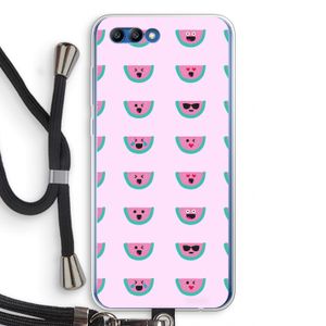 Smiley watermeloenprint: Honor 10 Transparant Hoesje met koord