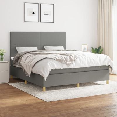 Boxspring met matras stof donkergrijs 160x200 cm