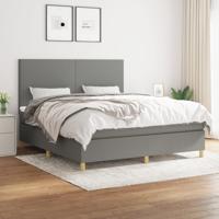 Boxspring met matras stof donkergrijs 160x200 cm