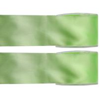 2x Groene satijnlint rollen 2,5 cm x 25 meter cadeaulint verpakkingsmateriaal - Cadeaulinten - thumbnail