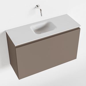 MONDIAZ OLAN 80cm toiletmeubel smoke. LEX wastafel talc midden geen kraangat
