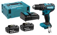 Makita DHP485RTJ 18v Klopboor- en schroefmachine brushless 5,0 Ah accu (2 st), snellader, Mbox