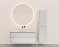 Onderkast Wiesbaden Novira 120x48 cm Afgeronde Hoeken Met 2 Laden 1 Uitsparing Mat Wit