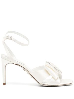 René Caovilla sandales en cuir à détail de nœud 80 mm - Blanc