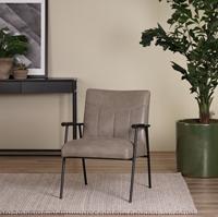 Grijze leren industriële retro fauteuil Beam - Vintage leer Stone (grijs leer)