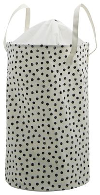 HEMA Canvas Wasmand Ø37x59 Stippen (zwart/wit)