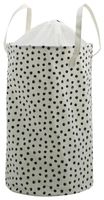 HEMA Canvas Wasmand Ø37x59 Stippen (zwart/wit) - thumbnail