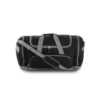 Grote sporttas of reistas - zwart/grijs - 69 x 34 x 36 cm - 4 vakken - draagriem