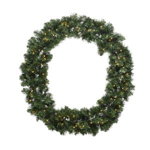 Decoris Kerstkrans - groen - warm wit verlichting - 50 cm