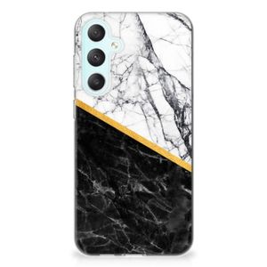 Samsung Galaxy S23 FE TPU Siliconen Hoesje Marmer Wit Zwart - Origineel Cadeau Man