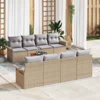 Tuinbankenset met kussen 9 pcs Beige poly rattan