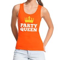 Oranje Party Queen tanktop / mouwloos shirt voor dames