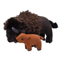Pluche knuffel dieren familie bizons/buffels 36 cm   -