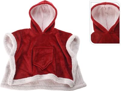Xmas Poncho Kids 100X70 cm Red - Nampook