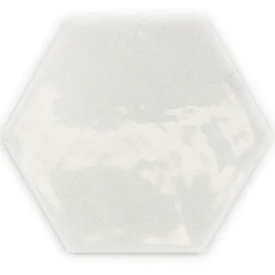 Hexagon Moon White glans 16x18 wit