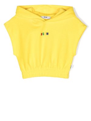 MSGM Kids hoodie sans manches à logo imprimé - Jaune