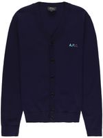 A.P.C. cardigan en coton à logo brodé - Bleu