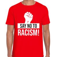 Verkleed T-shirt heren - Say no to racism - rood - protest t-shirt - demonstratie shirt