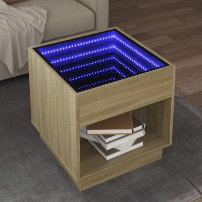 Salontafel met Infinity LED 50x50x50 cm sonoma eikenkleurig