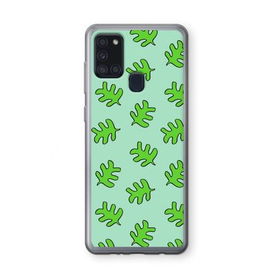Groene blaadjes: Samsung Galaxy A21s Transparant Hoesje