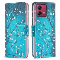 Motorola Moto G84 Wonder Series Portemonnee Hoesje - Witte Bloemen - thumbnail