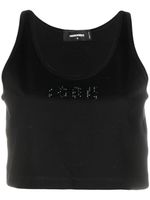 DSQUARED2 haut crop sans manches à logo strassé - Noir