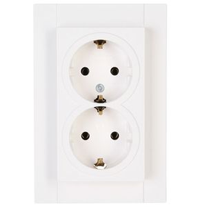 Kopp HK07 dubbel stopcontact met randaarde wit glanzend