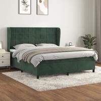 Boxspring met matras fluweel donkergroen 160x200 cm