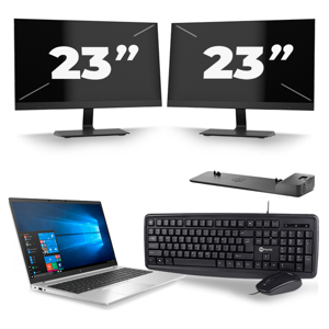 HP EliteBook 850 G7 - Intel Core i7-10e Generatie - 15 inch - 16GB RAM - 256GB SSD - Windows 11 + 2x 23 inch Monitor