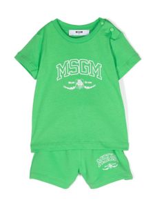 MSGM Kids ensemble haut-short en coton à logo imprimé - Vert