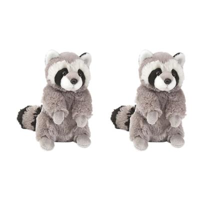Wild Republic Pluche knuffel wasbeer - 2x - 25 cm - Wasberen dieren knuffels