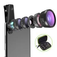 APEXEL APL-DG6 6 in 1 universele externe 2 X telefoon + 210 graden Fisheye + 15 X Macro + 120 graden breed-hoek + CPL + Star Filter Lens
