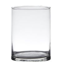 Transparante home-basics cylinder vorm vaas/vazen van glas 15 x 12 cm   -