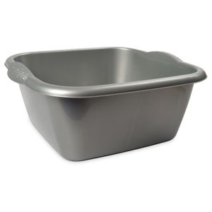 Huishoud/schoonmaak teiltje/afwasbakje plastic zilver-kleur 6 liter 28,5 x 13 cm